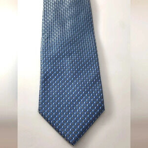 Silk Necktie by Laurant Bennett Cool Blue Silver Size 4"x 58"